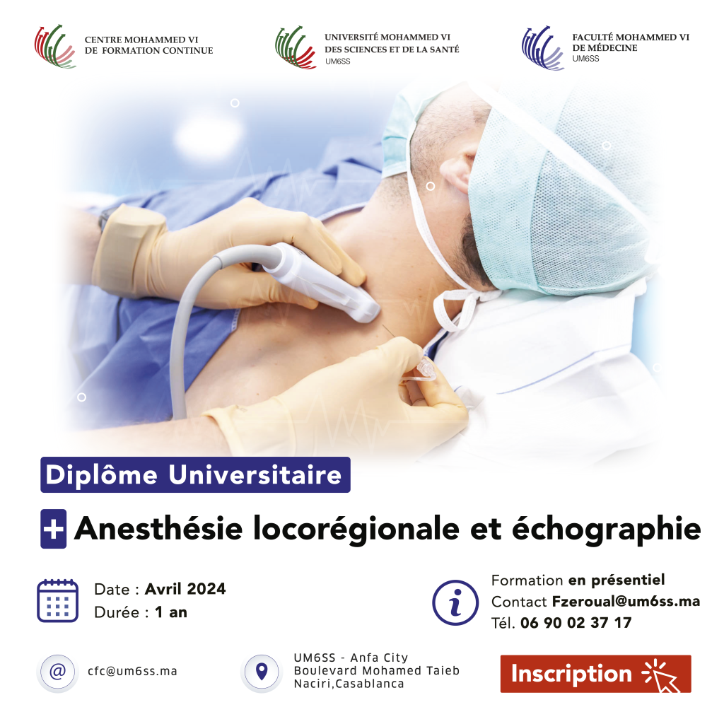 DU Anesthésie Locorégionale et Echographie ( Septembre 2024) Centre — free download